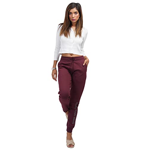 Image of EcoLove Women's Solid Poly-Cotton Interlock Ankle Length Track Pants