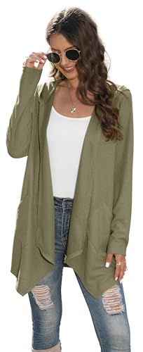 Image of VIISHOW Womens Lightweight Casual Hoodie Cardigans Open Front Waffle Knit Long Sleeve Outwear Coat with Pockets