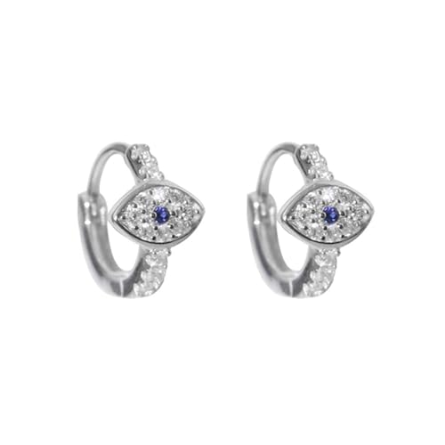 Cerceau mauvais œil argent 8mm pavé cz et finition rhodium prestige