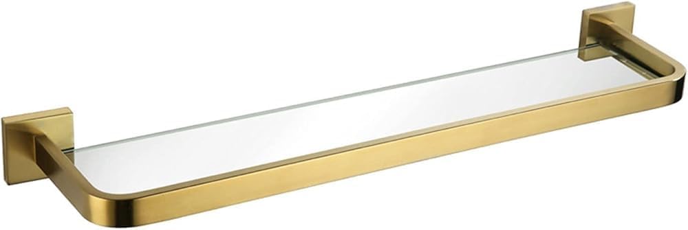 Mensola da bagno in acciaio inossidabile 304, 40,6 cm, in vetro temperato da parete, con bordi arrotondati, sicuro e robusto, per la decorazione della casa