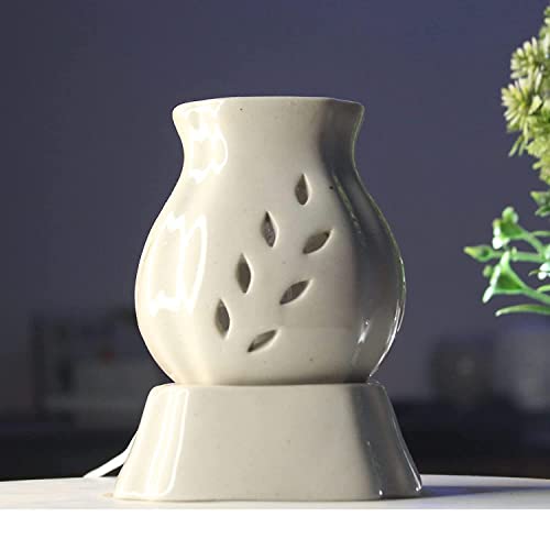 EYUVAA LABEL Ceramic Aroma Electric Diffuser Night Lamp for Living Room Handcrafted Matki Shape Aromatherapy Oil Burner Diffuser for Home Fragrance, Offices, Restaurants, SPA, Yoga Meditation