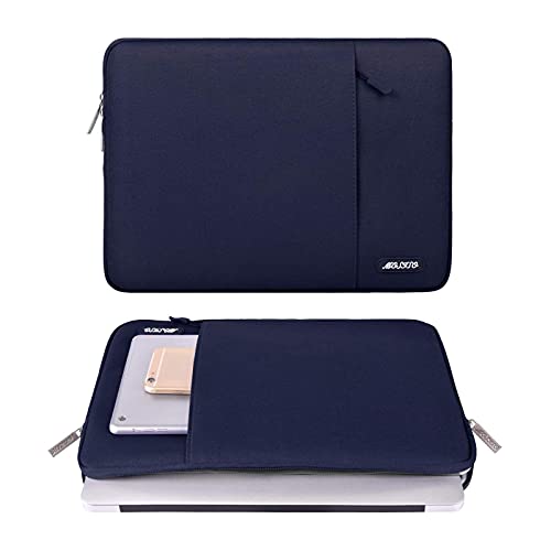 Image of MOSISO Laptop Case 16 inch, 15-15.6 inch Laptop Sleeve Compatible with MacBook Pro 16 M4 M3 M2 M1, HP Acer Dell Lenovo ASUS Notebook, Polyester Vertical Computer Sleeve Bag with Pocket, Navy Blue