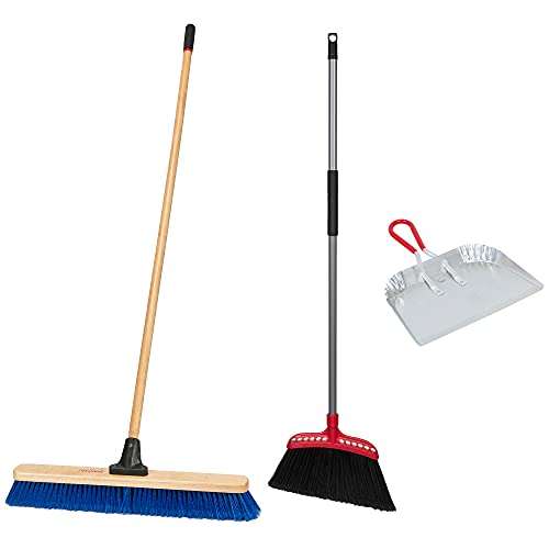 Harper 37518200 Broom Set With 24 In. All-Purpose Dry Push Broom, 16 In. Oversized Angle Broom And 17 In. Aluminum Dustpan #TOP5