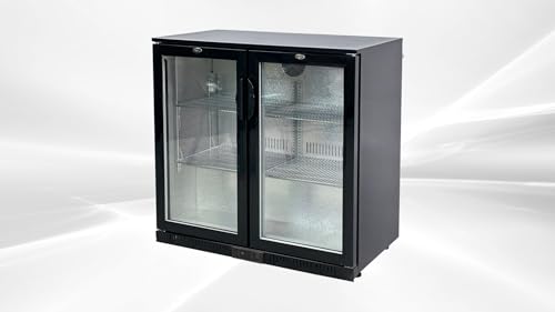 Elite Kitchen Supply Commercial Back Bar Cooler, 11.3 Cu.Ft, Double Glass Door, Black/White, ETL Listed, 115V BB2