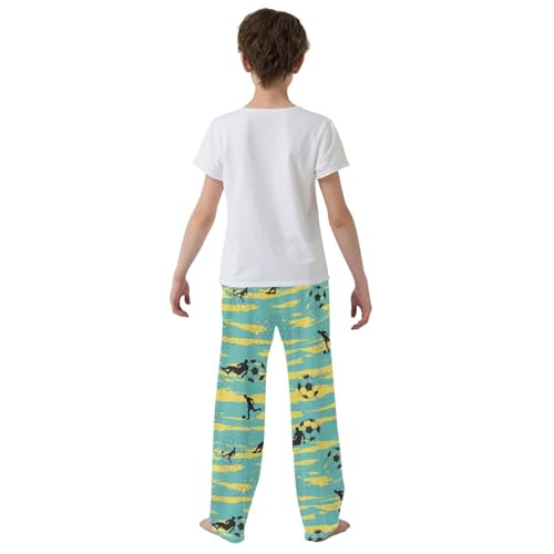 Boys' Pants Soccer Men Silhouette Blue Yellow Long Bottoms Jogger Pants Elastic Waist Trousers with Pockets S-XL3