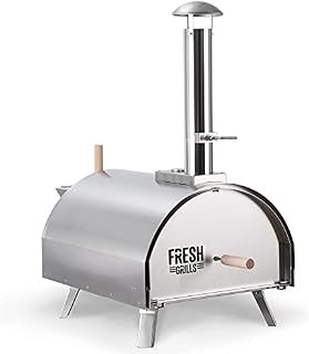Fresh Grills Pizza Oven - Outdoor Pizza Oven including pizza peel, outdoor cover, pizza stone and built in oven thermometer. Wood fired pizza, BBQ oven and smoker with accessories (XL Premium)