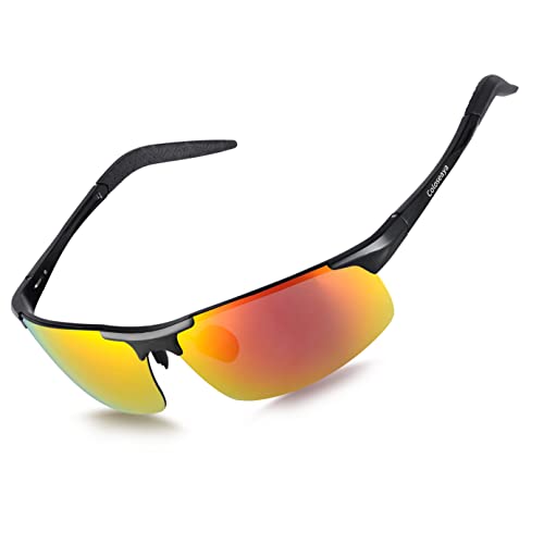 coloseaya Herren Polarisierte Sonnenbrille Al-Mg Metall Rahme Ultra Leicht Herren Sportbrille Sonnenbrille UV400 CAT 3 CE