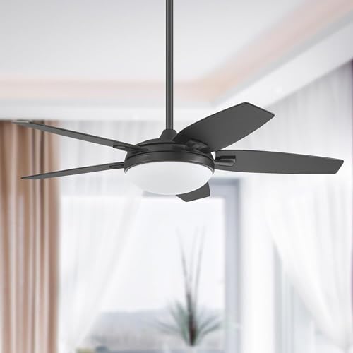 Image of Honeywell Ceiling Fans Carmel, 48 Inch Contemporary Indoor LED Ceiling Fan with Light, Remote Control, Dual Mounting Options, Dual Finish Blades, Reversible Motor - 51912-01 (Black)
