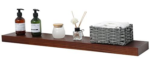 NIUBEST 36 Inch Floating Farmhouse Shelf, Fireplace Mantel Shelf, Thick Wall Mounted Solid Wood Shelf, 1 Tier Wall Shelves for Living Room Bedroom Kitchen Decor, Dark Walnut