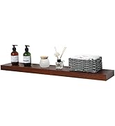 ROOREVO Wall Floating Shelves, Rustic Wood Shelf for Wall Mounted - Wooden Handmade Shelves for Bathroom Kitchen Livingroom(Walnut, 36 Inch - 2 Pack