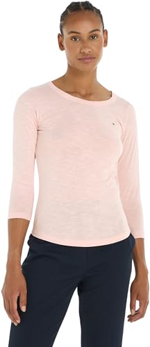 Tommy Hilfiger T-Shirt Manches Longues Femme 1985 Slim Slub Basique, Rose (Whimsy Pink), XXL Tommy Hilfiger T-Shirt Manches Longues Femme 1985 Slim Slub Basique, Rose (Whimsy Pink), XXL
