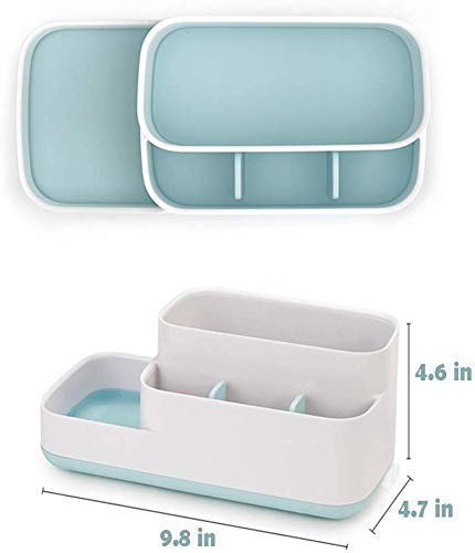 Image of Plastic Multipurpose Storage Holder Stand for Bathroom Toothbrush Tongue Cleaner Soap Comb Razor Shaving Kit and Toiletries Cosmetics Organizer (K-3)