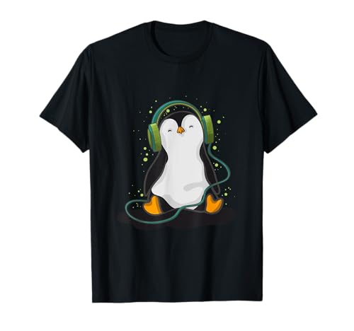 Pingüino escuchando música Camiseta