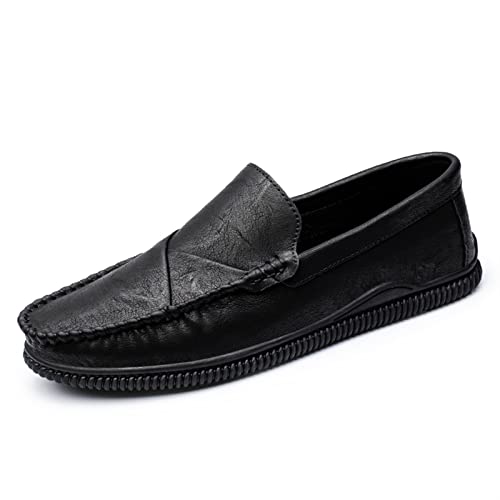 HOOENG Loafer Shoes Driving Moccasins for Men Vegan Leather Stitching Details Round Toe Anti-Slip Lightweight Flat Heel Resistant Walking Slip on2