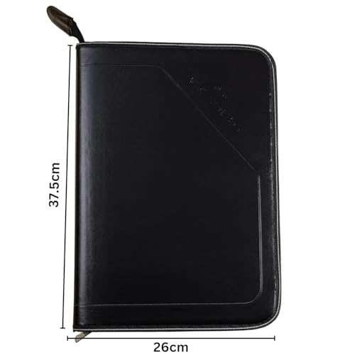 Image of SPS PU Leather 36-Pocket A4 File Organizer - Professional Document Holder for Certificates, Legal Documents, Home, Office, School Use (Black)