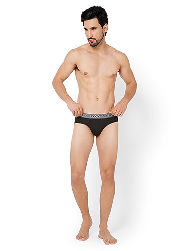 Image of OXYZONE Men's Modal Solid Brief with Sweat-Absorbent & Anti-Odour Fabric, Lightweight, Tag-Free, Breathable Innerwear with Outer Soft Waistband