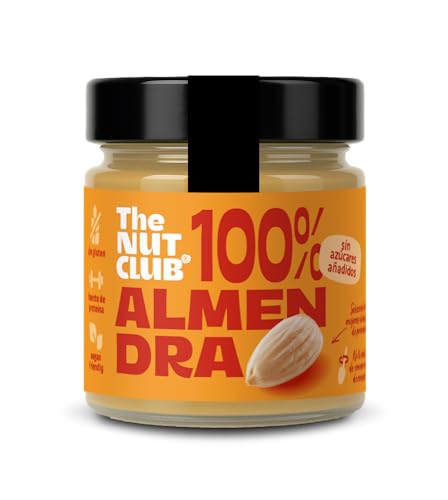 Crema de almendras nacionales 180gr The Nut Club sin azúcares añadidos ni cacahuete - 100% almendra tostada -Vegana y sin gluten - 100% natural