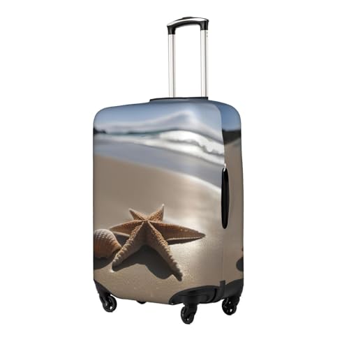 Starfish Seashell Sandy Beach Tsa Approved Luggage Cover For 18-32 Inch Suitcases Scratch-Resistant Stretch Luggage Cover2