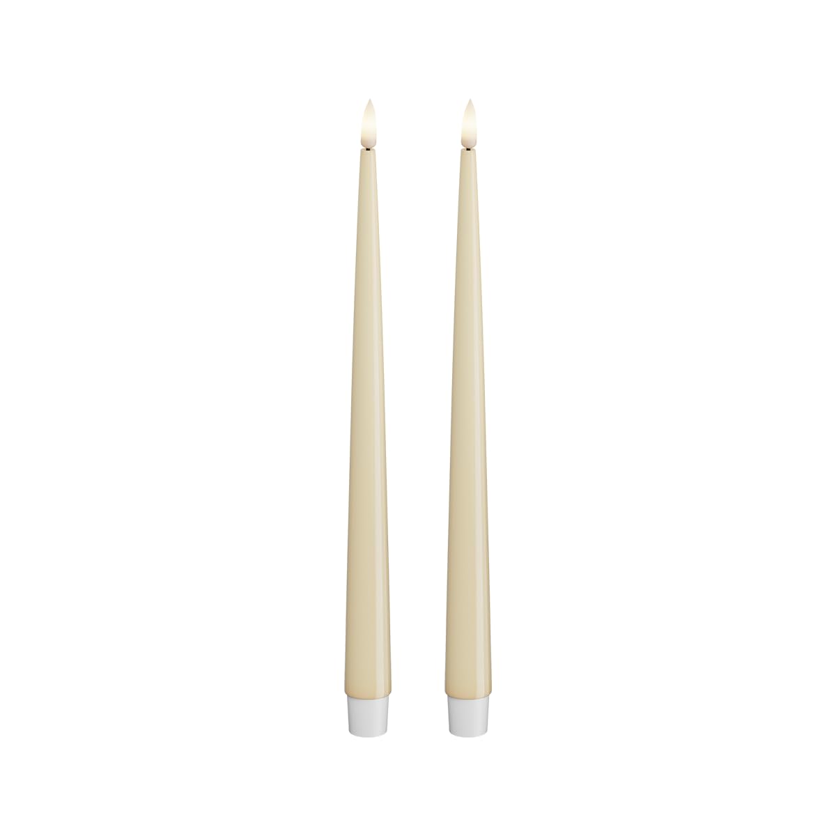 Deluxe Homeart Cream Indoor Flameless Led Dinner Candle - Set Of 2 - With Real Flame™ Technology - Battery Powered Candle (, 28 Cm)