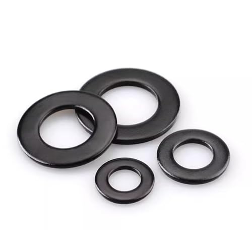 Image of M8 x 16mm OD Black Flat Washer, 18-8 (304) Stainless Steel Coating, 50Pcs