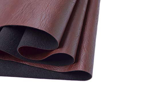 Image of Wento Thick 1 Yard Faux Leather Soft Skin Grain PU Fabric for Furniture Cover, Reupholster Sofa Chairs, Cushions, Vinyl Upholstery (1yard, Red Brown)