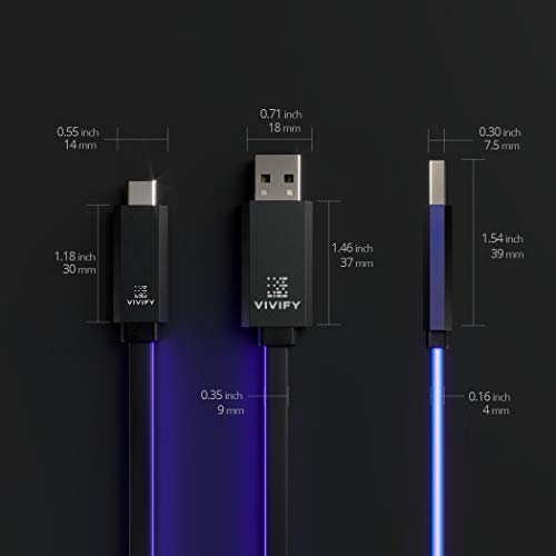 VIVIFY ACESO W10 RGB Led Gaming Light up Type C USB 3.1 3.2 Gen 2 Quick Charge 3 QC3 10 Gbps Car Mobile Cable Blue 3.2ft - Image 3