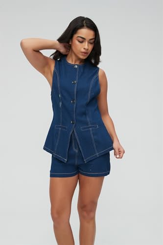 Denim Vest 2 Piece Sets High Waist Shorts Old Money Clothes Jean Jacket Y2K Business Slim Fit Casual Outfits3