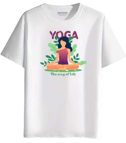 Image of INDISSH Women's Regular Fit Half-Sleeves YOGA25 Themed Garphic Printed Tshirt|Regular Wear T-Shirt for Women's| Pack of 1 T-Shirt|