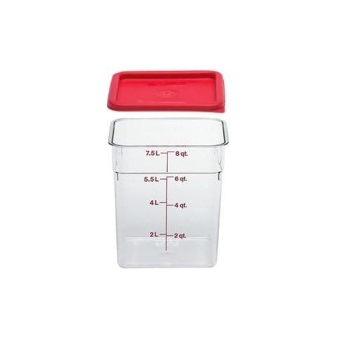 Cambro Camwear Polycarbonate Square Food Storage Container, 8 Quart With Lid Cover