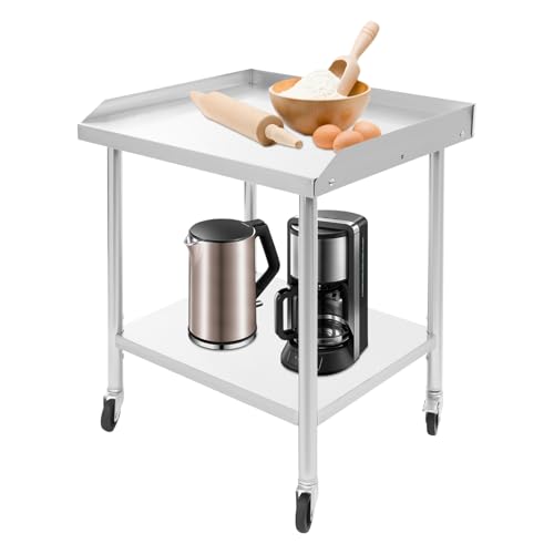 Siohdagu Stainless Steel Table, Metal Table with Wheels, Heavy Duty Work Table, Prep Table for Restaurant Home Hotel Kitchen - 24