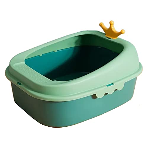 猫用トイレ本体 開いた猫砂トレイ 砂シャベル付き 砂がこぼれない 取り外し可能なリム 磨かれた内部 ペットトイレ(緑,51.5x41.5x27.5cm)
