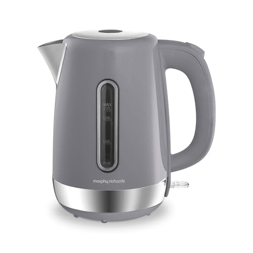 Morphy Richards Equip Kettle 1.7L 3Kw Rapid boil Removable Limescale Filter Easy View Water Gauge Stainless Steel Case Grey 102787