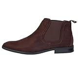 TruClothing Men's Boots Slip On Suede Leather Lined Chelsea Ankle Shoes - Brown 8 UK