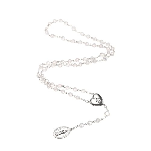 Our Lady of Tears Chaplet, Seven Sorrows of Mary Rosary, Catholic Silver Heart Locket with Medal