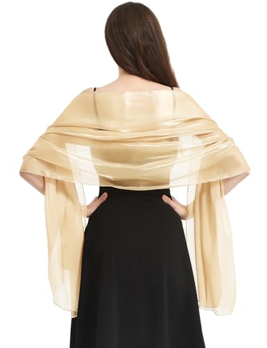 Vijamiy Pashminas para Mujer Bufanda Moda Chal Elegante Brillante Pañuelo para Boda Fiesta Ceremonias Eventos de Noche(Champán)