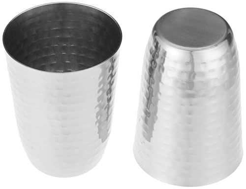 Image of Tosaa Stainless Steel Deluxe Hammered Finish Glasses Pack of 4 - Non-Reactive Material Keeps Beverages Safe and Fresh, Suitable for Water, Juice, Milk, Or Cold Beverages