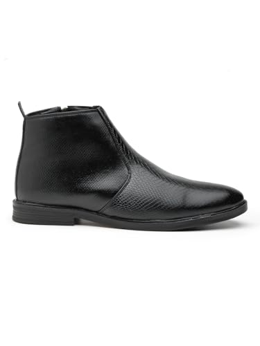Image of Men's Vegan Leather Chelsea Boots - Classic Almond Toe Ankle Boots with Textured Finish | Formal & Smart Casual Boots