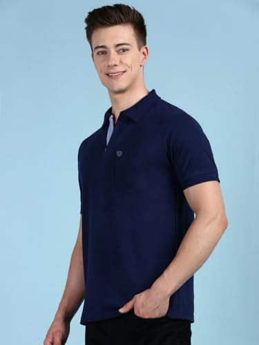 Image of Lux Cozi Men's Half Sleeve Soild Casual Regular Fit T-Shirt with Chest Pocket | Polo Tshirt for Men