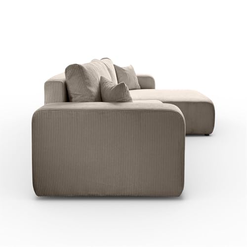 Sofello Ecksofa Senna mit Schlaffunktion Kordstoff - in den modischsten Farben!!Universal Schlafsofa Couchgarnitur -BEIGE-BRAUN-Creme Schlaffläche: 230x130 cm (Beige) – Bild 4