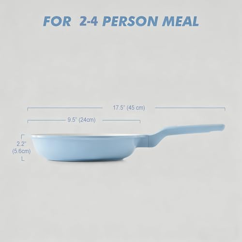 Image of SENSARTE Nonstick Ceramic Frying Pan 9.5-Inch, Healthy Non Toxic Skillet, Induction Compatible Omelet Pan with Heat Resistant Handle, PFAS-Free, Blue