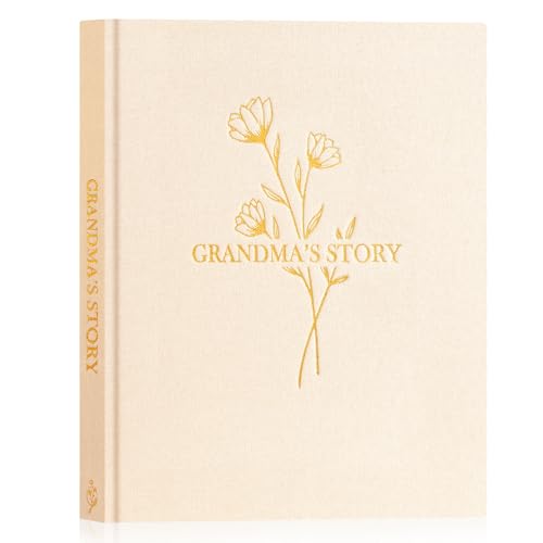 Lanpn Abuela Cuentame la Historia de Tu Vida, Diario Abuelas Cuéntame tu Historia con 260+ Preguntas, Grandma Life Sroty Journal, Día de la Madre Cumpleaños Navidad Regalo, Inglés, Beige