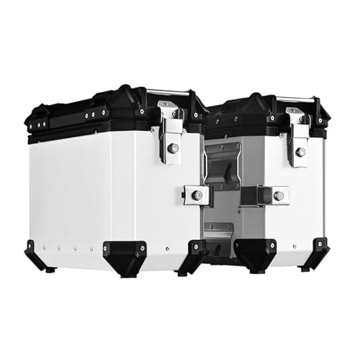Valigie Laterali In Alluminio Per Moto 38L Tour Trunk Borse Da Sella Rigide Universali Borse Laterali Per Moto Impermeabili E Anticollisione Con Serratura Di Sicurezza Per Bagagli Del Casco Silver,A