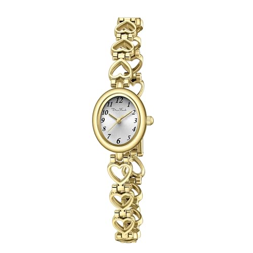 Diaofendi Petite Gold Watches for Women Vintage Bracelet Wrist Watch Luxury Ladies Oval,Fashion Dress Quartz Watch with Tools Include,Waterproof