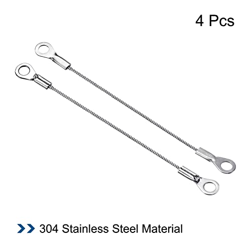 PATIKIL Stainless Steel Lanyard Cable 1.5mmx10cm, 4 Pack Eyelets Ended Security Wire Rope, Silver - Image 3