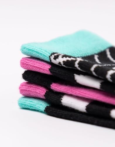 Monster High Girls Multicoloured Skulls and Stripes Calf Socks | Set of 5 Pairs | Fun Patterns with Logo4