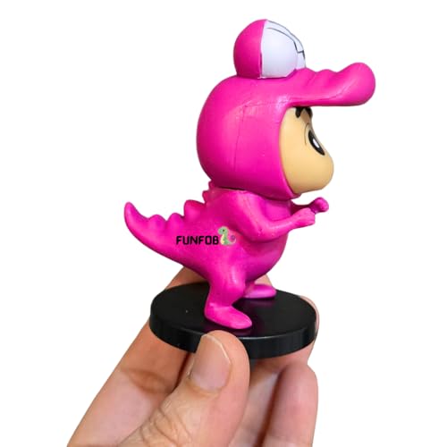 Image of FUNFOB Shinchan Action Figure Height-8cm | Shin chan Figurine Cartoon Figures Toys for Boys & Girls PVC Multicolour | Pink Dino Dress