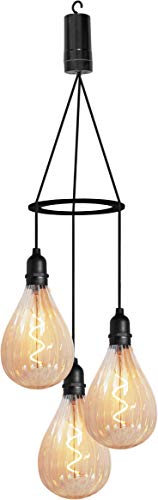 Luxform Lighting Galaxy Battery Outdoor Garden Hanging 3 Bulb Pendant LED Light with 24hr Timer for Pergolas, Gazebos, Parasols & Tents