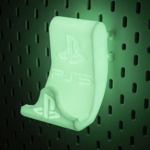 Image of PS5 Controller Holder for IKEA Skadis Pegboard | Organizer Hook Stand & Secure Display Hanger for PlayStation 5 Controller, Glow in Dark, 2