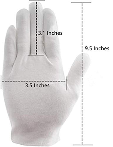 DreamHigh DH 2 Pairs White Cotton/Nylon Marching Gloves, Formal Tuxedo Honor Guard Parade Gloves