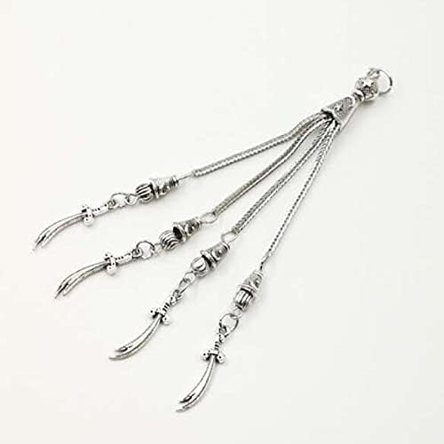 Matel Tassels Tasbih Pendant Four Knives Silver Color DIY Bracelet Accessories (Silver)